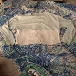 Zyia Mint Cinch Crop Long Sleeve T Size Large mint green and white